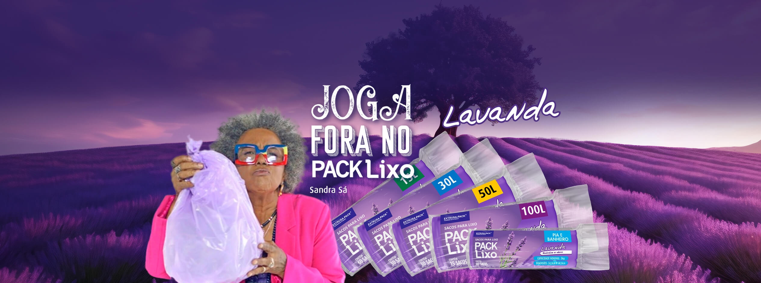 Joga fora no pack lixo lavanda