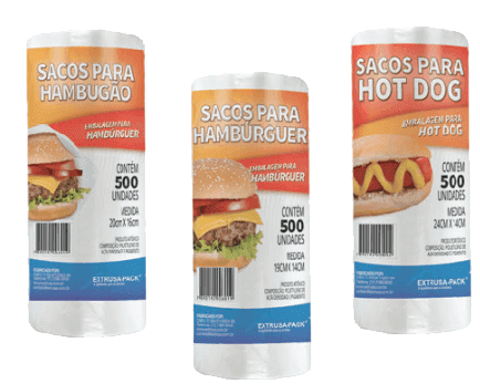 Saco para hamburguer e Hot Dog em bobina ou pacote